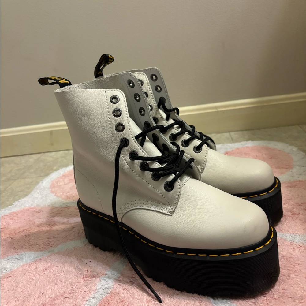 Dr. Martens White Platform Combat Boots
